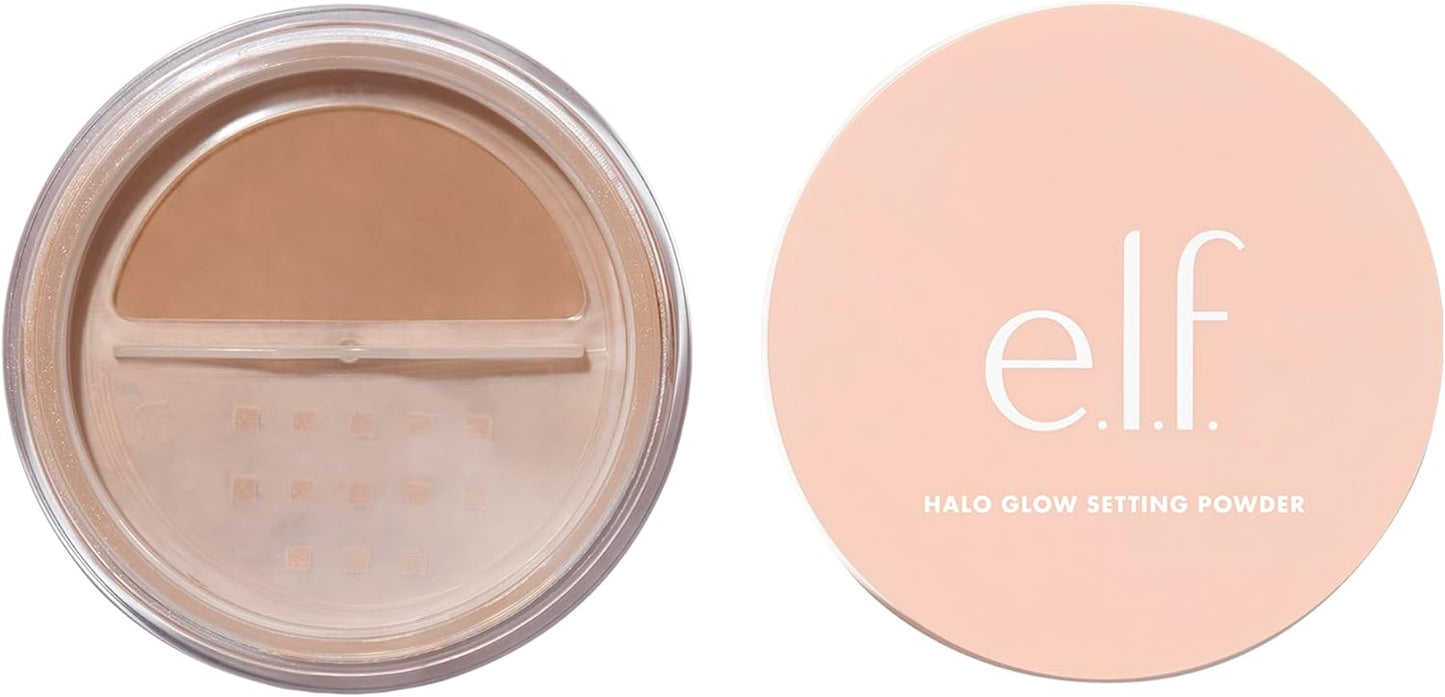 e.l.f., Halo Glow Setting Powder, Silky, Weightless, Blurring, Smooths, Minimizes Pores and Fine Lines, Creates Soft Focus Effect, Medium, Semi-Matte Finish, 0.24 Oz