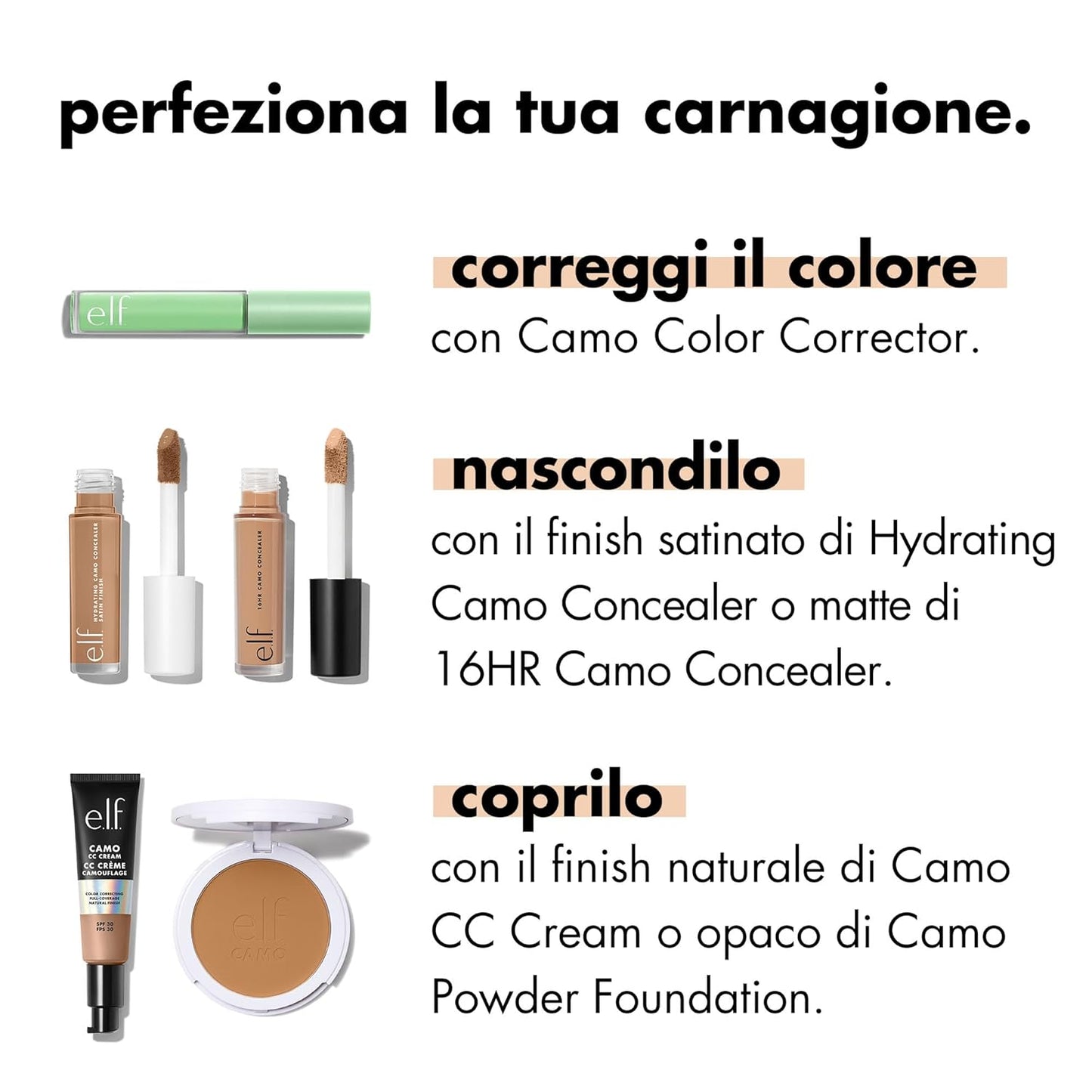 e.l.f. Camo Color Corrector, Hydrating & Long-Lasting Color Corrector For Camouflaging Discoloration, Dullness & Redness, Vegan & Cruelty-Free, Green